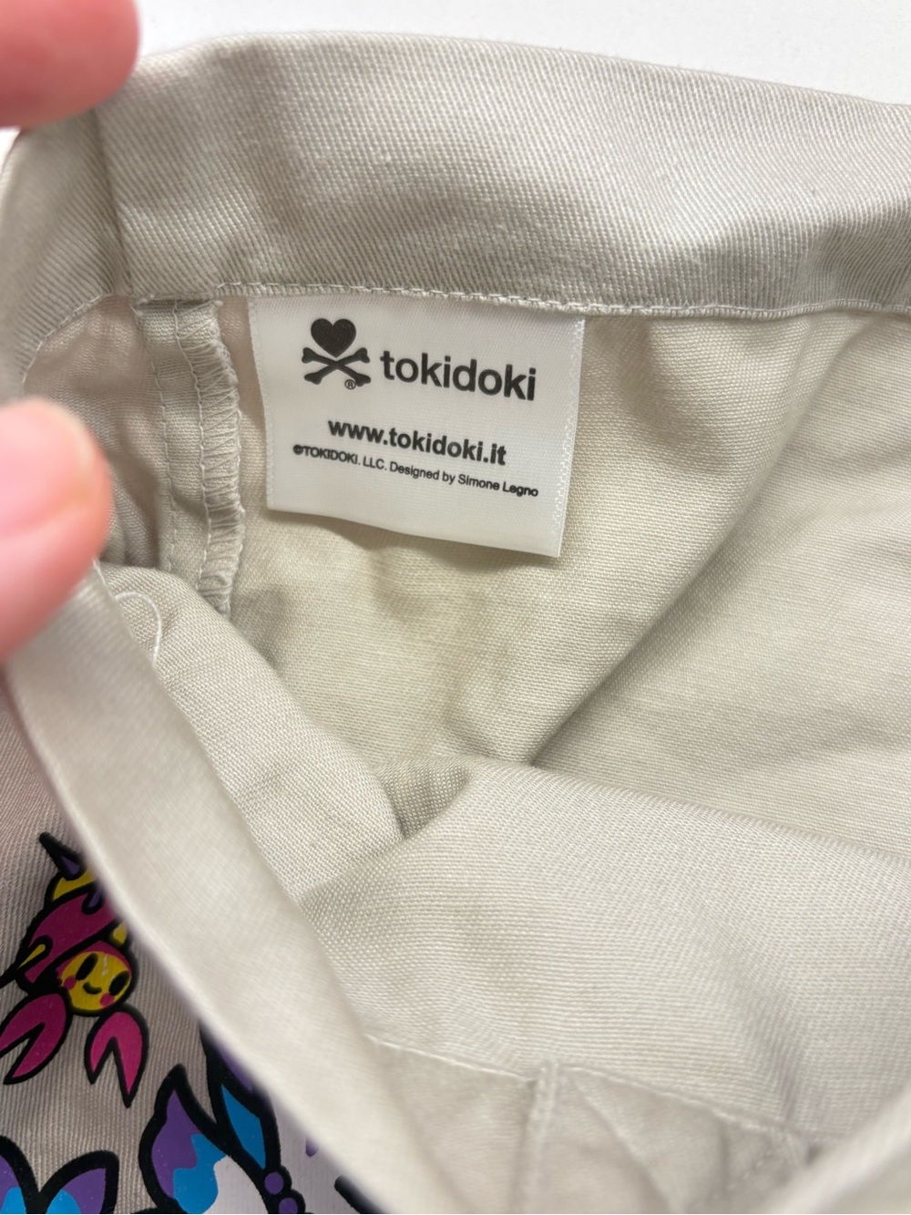 tokidoki Canvas Tote Bag - grey  with Multicolor Graphic - Picture 3 of 5